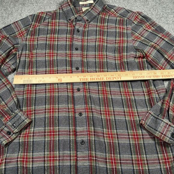LL Bean Men's Shirt Grey Stewart Plaid Flannel Cotton Traditional Fit  M-REG - Picture 8 of 9